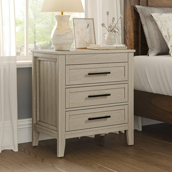 Modern Storage End Table with Hidden Drawer Charging Station Side for Living Room Oak