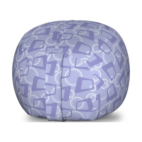 Modern Storage Toy Bag Chair, Pattern of Irregular Geometric Silhouettes, Stuffed Animal Organizer Washable Bag, Large Size, Ceil Blue Lavender Blue, by Ambesonne