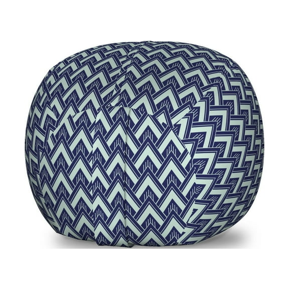 Modern Storage Toy Bag Chair, Symmetrical Pattern of Diagonal Nested Squares Check Squama Inspired, Stuffed Animal Organizer Washable Bag, Small Size, Night Blue Pale Seafoam, by Ambesonne