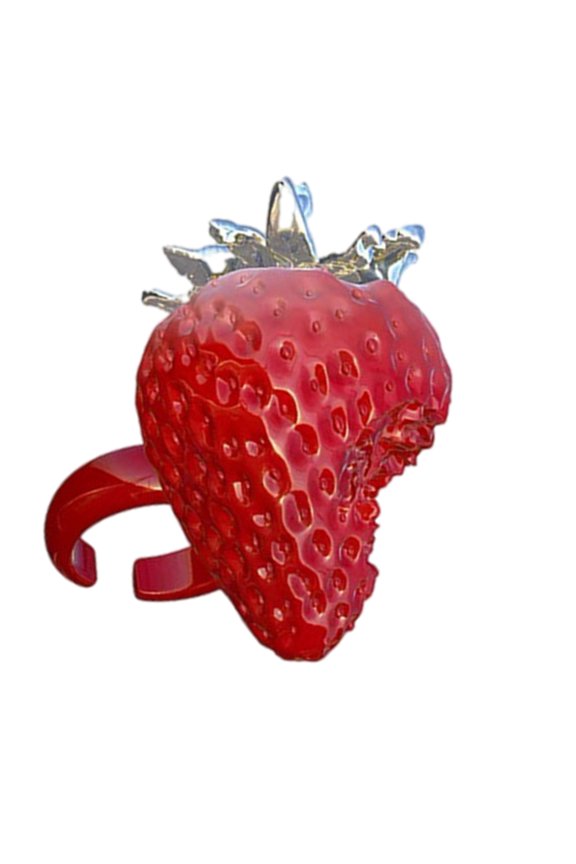 Modern Strawberry Designs Adjustable Rings Sturdy Resin Jewelry Special Gift