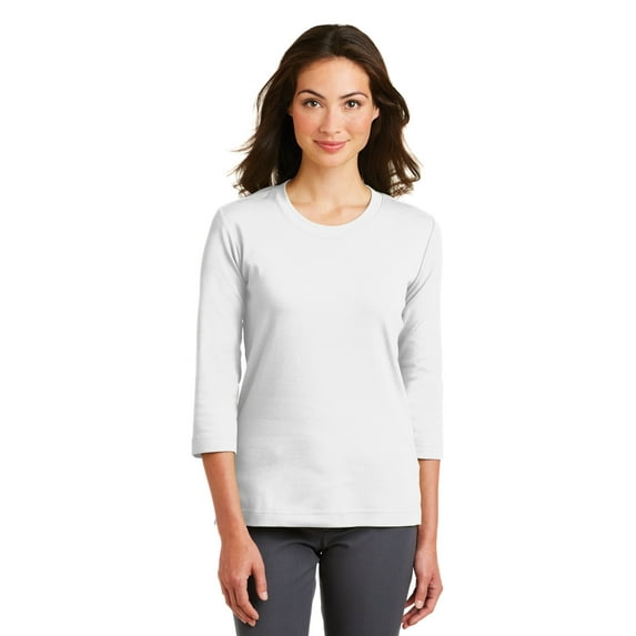 Modern Stretch Cotton 3/4Sleeve Scoop Neck Shirt