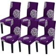 thumbnail image 1 of Modern Stretch Dining Chair Covers Removable Washable Spandex Slipcovers for High Chairs Kitchen, Dining Room, Hotel, Ceremony 2/4/6PCS Chair Protective Covers (Purple, SET of 6), 1 of 6
