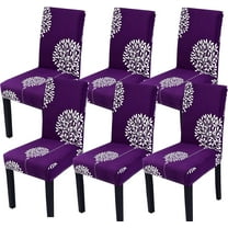 Modern Stretch Dining Chair Covers Removable Washable Spandex Slipcovers for High Chairs Kitchen, Dining Room, Hotel, Ceremony 2/4/6PCS Chair Protective Covers (Purple, SET of 6)