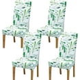 thumbnail image 1 of Modern Stretch Dining Chair Covers Removable Washable Spandex Slipcovers for High Chairs Kitchen, Dining Room, Hotel, Ceremony 2/4/6PCS Chair Protective Covers (Green Leaves, SET of 4), 1 of 5