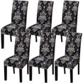 thumbnail image 1 of Modern Stretch Dining Chair Covers Removable Washable Spandex Slipcovers for High Chairs Kitchen, Dining Room, Hotel, Ceremony 2/4/6PCS Chair Protective Covers (Black world, SET of 6), 1 of 3