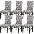 thumbnail image 1 of Modern Stretch Dining Chair Covers Removable Washable Spandex Slipcovers for High Chairs Kitchen, Dining Room, Hotel, Ceremony 2/4/6PCS Chair Protective Covers (Grey Grid 2, SET of 6), 1 of 6
