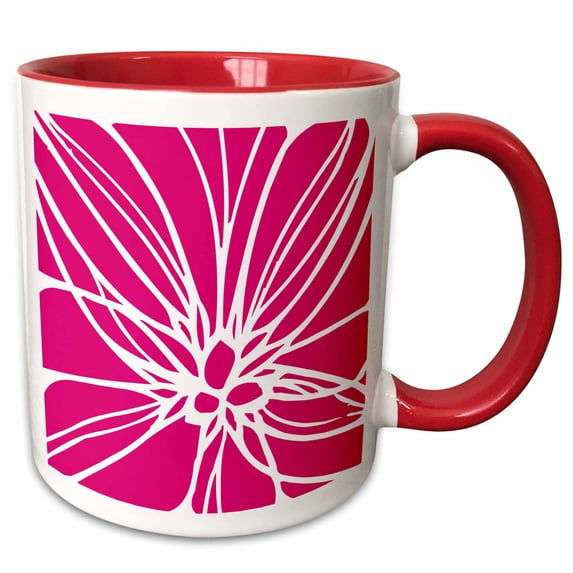 Modern Striking Floral Abstract Pattern in White on Magenta 15oz Two-Tone Red Mug mug-262197-10