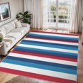 Modern Striped Area Rugs, Blue Red White Stripe Carpet, Washable Non ...