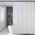 thumbnail image 1 of Modern Striped Shower Curtain 70 x 70 Inches, White Polyester Fabric Water Repellent, Machine Washable Bathroom Decor with Reinforced Rustproof Grommets & Hooks Included, 1 of 6