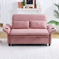 thumbnail image 1 of Modern  Striped Sofa Bed with Pull-Out Feature and Adjustable Backrest Comfy for Daily Use, Pink, 1 of 17
