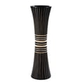 thumbnail image 1 of Modern Stripes Black and Natural Mango Tree Wood Concaving Vase, 1 of 7