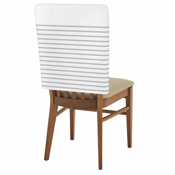Modern Stripes Simple Streak Chair Back Covers Pack of 1, Grey Stripe Lines Removable Dining Seat Cover Washable Kitchen Chair Slipcovers Protective for Party Festival Decoration 19x20in