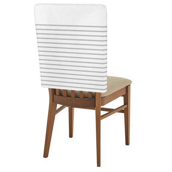 Modern Stripes Simple Streak Chair Back Covers Set of 8 Grey Stripe Lines Removable Dining Chair Slipcovers Washable Seat Protector for Restaurant Party Banquet Kichen Decor