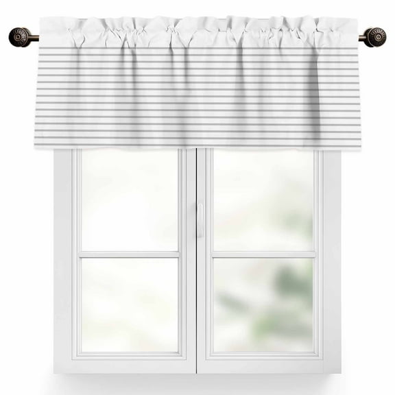Modern Stripes Simple Streak Valances for Windows, 42 x 18in, Grey Stripe Lines Rod Pocket Kitchen Valance Curtain Light Filtering Window Treatments for Living Room Bedroom, 1 Panel
