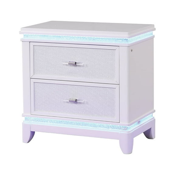 Modern Style 2-Drawer Nightstand Made with Wood and LED in Milky White