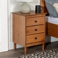 thumbnail image 1 of Modern Style 3-Drawer Solid Wood Nightstand - Caramel Finish, 1 of 5