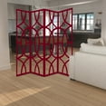 thumbnail image 1 of Modern Style 4 Panel Screen with Geometrical Stencil Design, Red- Saltoro Sherpi, 1 of 6