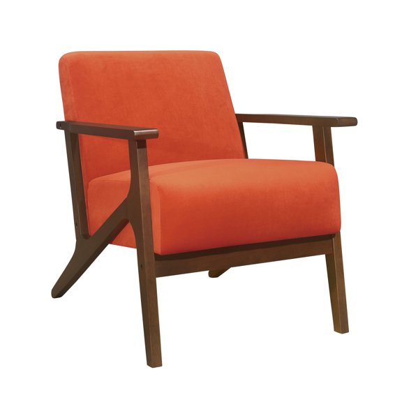 Modern Style Accent Chair | Works Well in Contemporary Living Areas | Solid Wood and Orange Upholstery | Simple Assembly