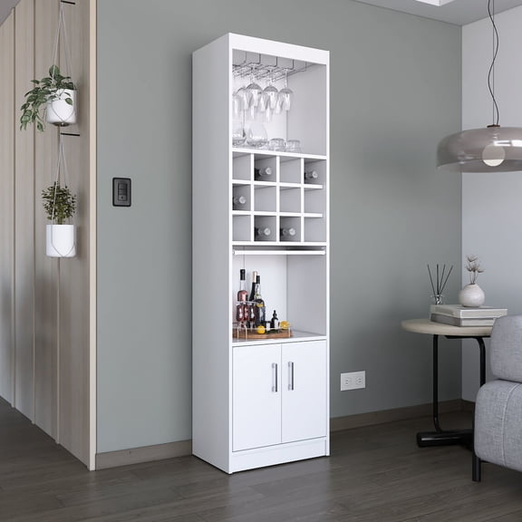 Durable Bar Cabinet with Wall Anchor - Ideal for Long-Term Use