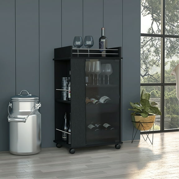 Modern Style Bar Cart With Mobility And Storage Features 2 Shelf Practical Options