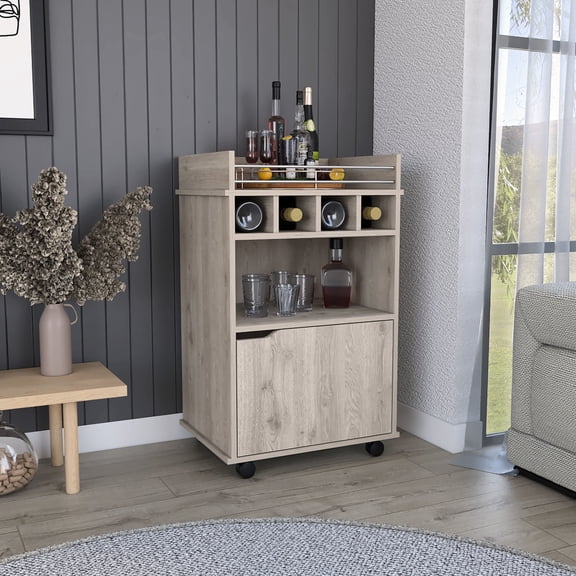 Modern Style Bar | Four Cubbies to Store Bottles | MDF Filled Design | Storage in Narrow Spaces
