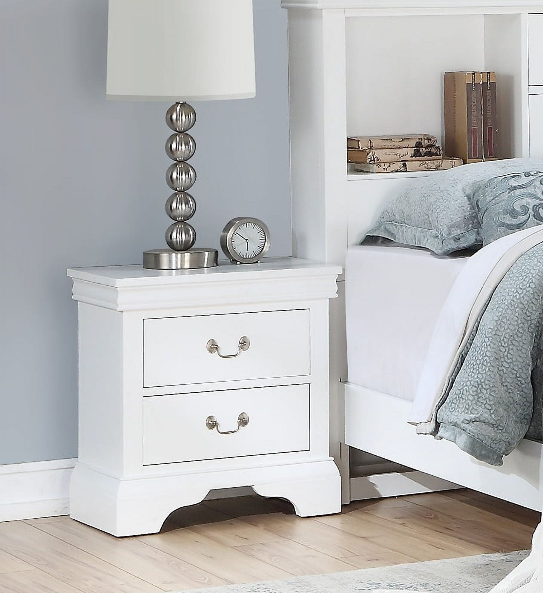 Modern Style Bedroom Nightstand with 2 Storage Drawers Solid Wood ...