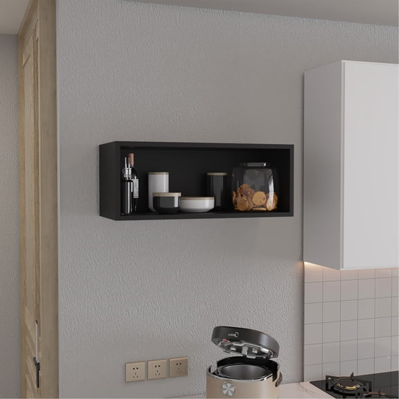 Modern - Style Black Wall Cabinet | Open Shelving Ideal for Displaying Decor in Living Spaces | Hassle - free Assembly