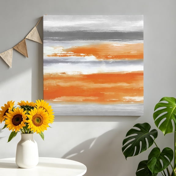 Modern Style Canvas Wall Art, Gradient Color Abstract Artistic Sunset Cloud Casual Framed Canvas Wall Decor Picture Print Artwork Decorations for Living Room Office Ready to Hang 8" x 8"