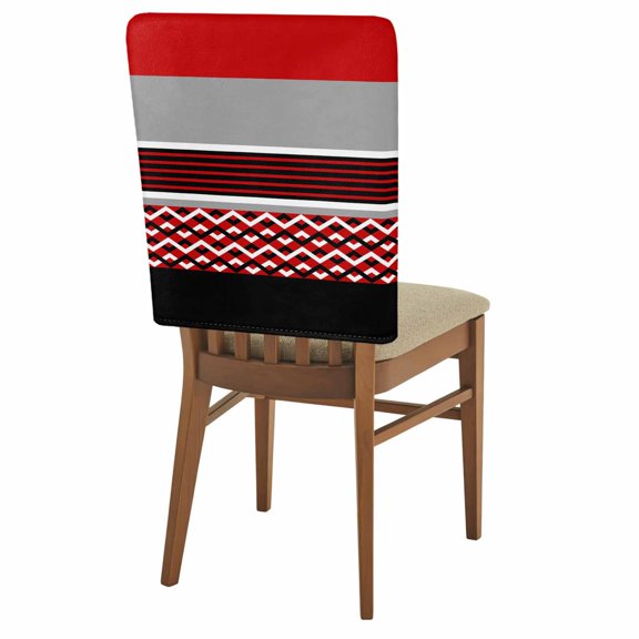 Modern Style Chair Covers Set of 1 Black White Diamond Stripes Red Gray Rectangle Chair Back Covers Stretch Removable Washable Slipcovers Protector for Dining Room Kitchen Party Decor