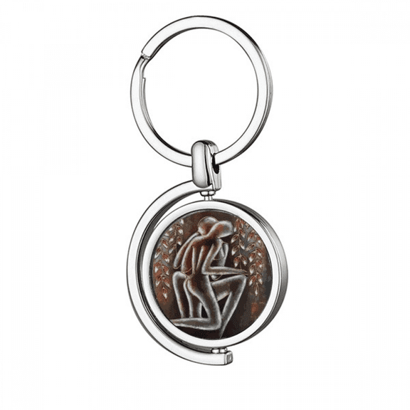 Modern Style Characters Illustration Rotating Keychain Metal Keyring Holder