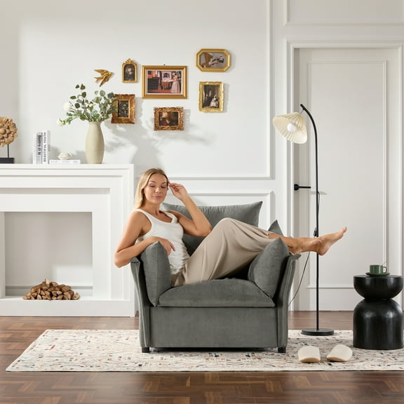 Modern Style Chenille Oversized Armchair Accent Chair Single Sofa Lounge Chair for Living Room, Bedroom