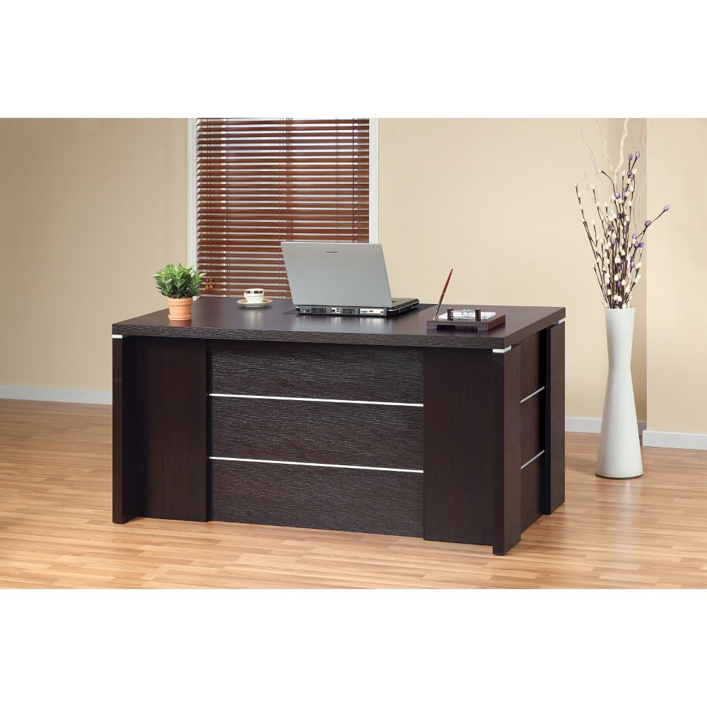 Modern Style Desk With 2 Locking File Drawers, Dark Brown - Walmart.com