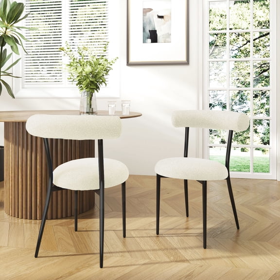 Modern Style - Durable Metal Build - Family Dining Time - Two Fabric Chairs