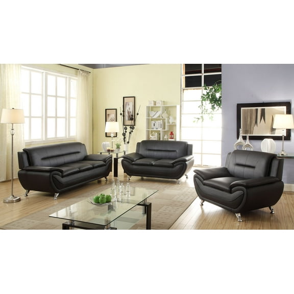 Modern Style Faux Leather Sofa, Loveseat, chair, 3PCS SET