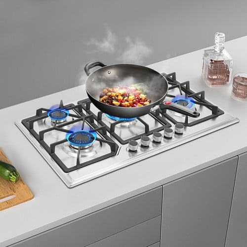 Modern Style Gas Stove, Countertop Gas Stove With 5 Burners, Kitchen Gas Cooktop for Apartments and IndoorUse