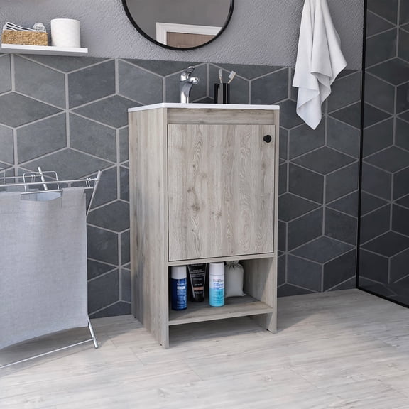 Modern Style Gray - Single Door Cabinet - Bathroom Placement - Efficient Storage