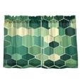 thumbnail image 1 of Modern Style Green Hexagonal 27"x36" Linen Look Cafe Curtain Set with Privacy and UV Protection, 1 of 8