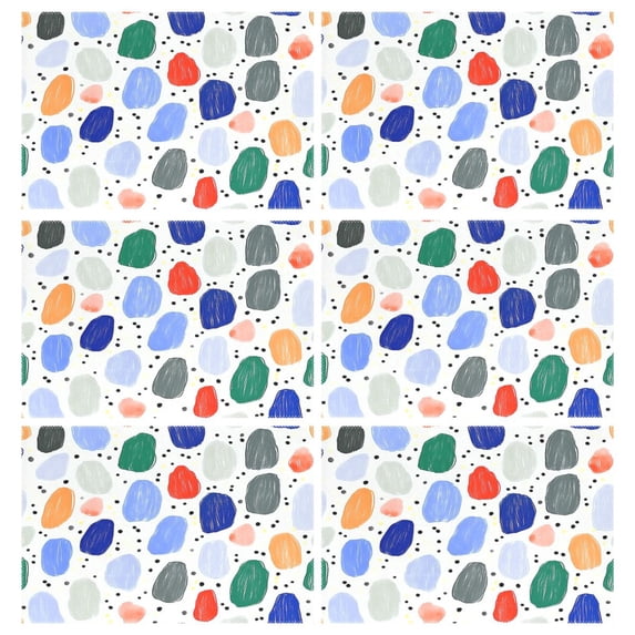 Modern Style Hand Drawn 6-Piece 12x18in Durable Place Mats, Heat-Proof and Non-Slip