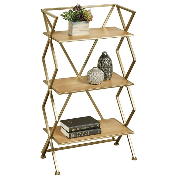Modern Style Jamie Three Tier Gold Floor Shelf 41 Inches High