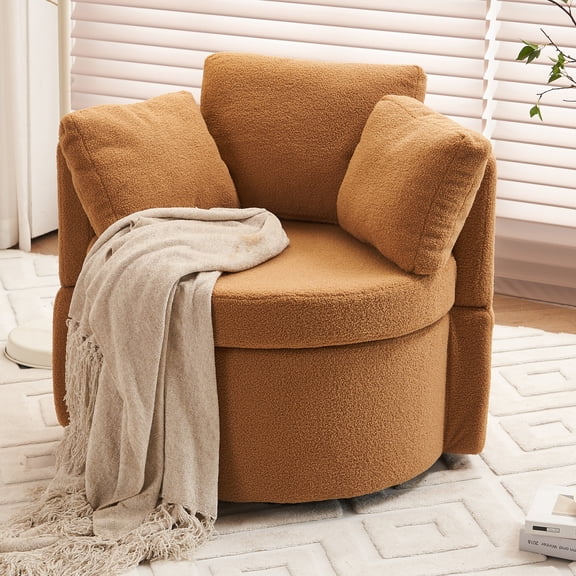Modern Style Khaki Fabric Storage Chair With Ergonomic Seat Cushion Soft Foam Filled Convenient