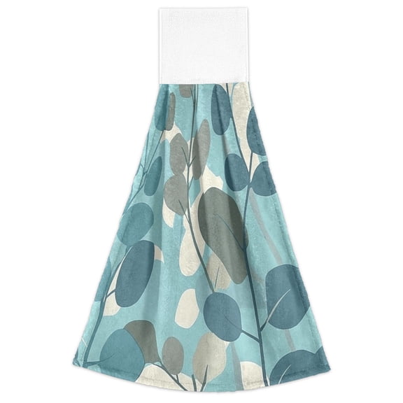Modern Style Leaves Design 2 Pack 14''x18'' Hand Towels Soft Coral Fleece Quick Dry Hook and Loop for Kitchen Bathroom