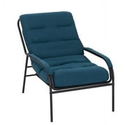 Modern Style Lounge Recliner Chair Leisure Chair Studio Chairs with Leather Cover Removable Cushion, Metal Frame and Metal Arms for Living Room, Bedroom Office, Weight Capacity 330 LBS, Turquoise