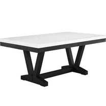 Modern Style Marble Dining Table With Rectangular Top And Black Trestle Beautiful Base
