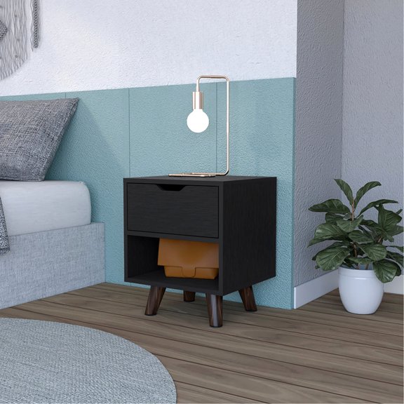 Nightstand with Chic Design | Drawer for Keeping Necessities & Shelf for Display | Particle Board Material | Match Different Room Decors