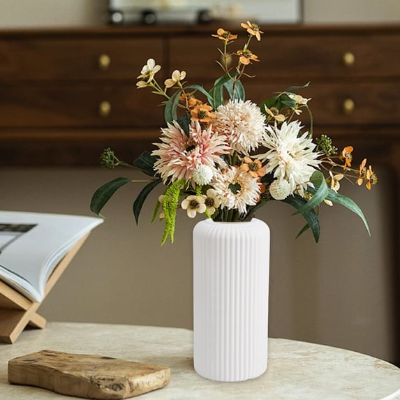 Modern Style Plastic Flower Vase for Bookshelf Mantel Table Desktop Decoration and Floral Arrangements