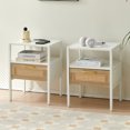 thumbnail image 1 of Modern Style Set of 2 Rattan End Tables with Power Outlet & USB Ports, White, 1 of 20