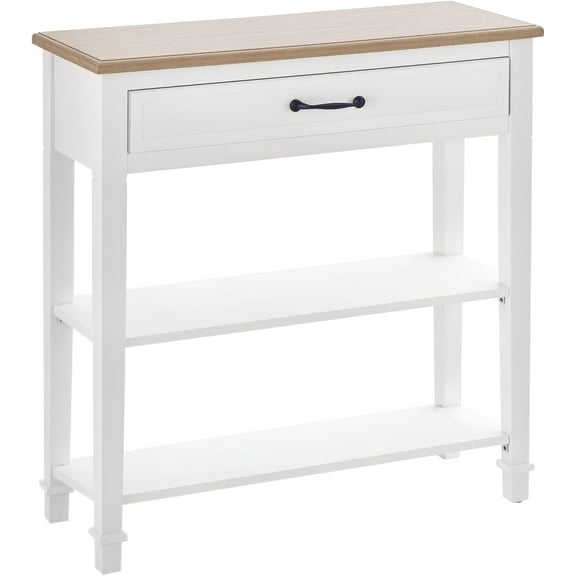 Modern Style Sofa Console Entry Hallway Table with Drawer and Shelves, Sturdy Build, and Large Storage