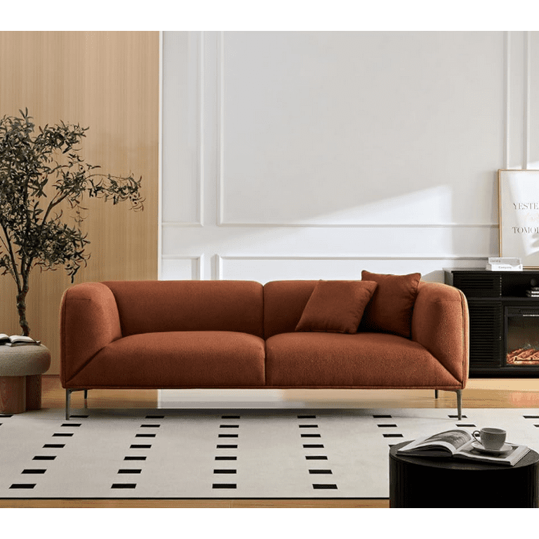 Modern Style Sofa with Pillows, Fabric Sofa Curved with