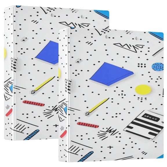 Modern Style Speckled Design 12.4x10.6in PVC Round Ring Binder, D-Ring 3-Hole, Metal Clip, 200 Sheets