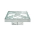 thumbnail image 1 of Modern Style Square Glass and Mirror Coffee Table with Pedestal Base, Silver, 1 of 2